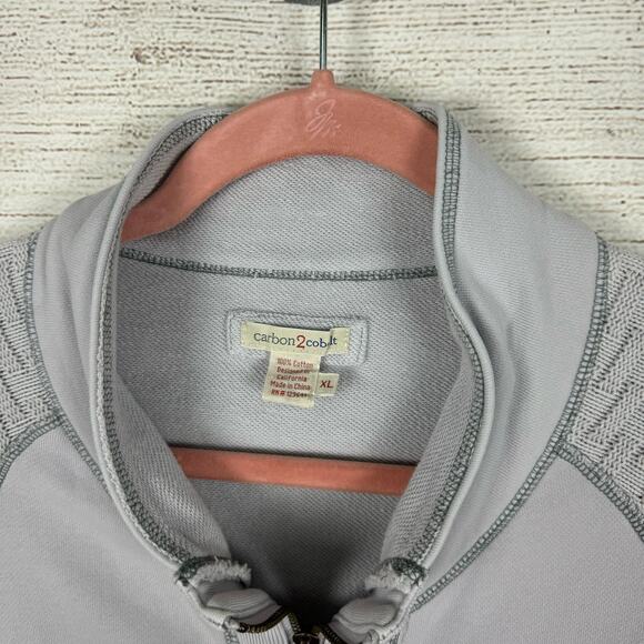 Carbon 2 Cobalt Men's Light Gray Textured Sleeve Zip Up Jacket Size XL - Picture 2 of 7